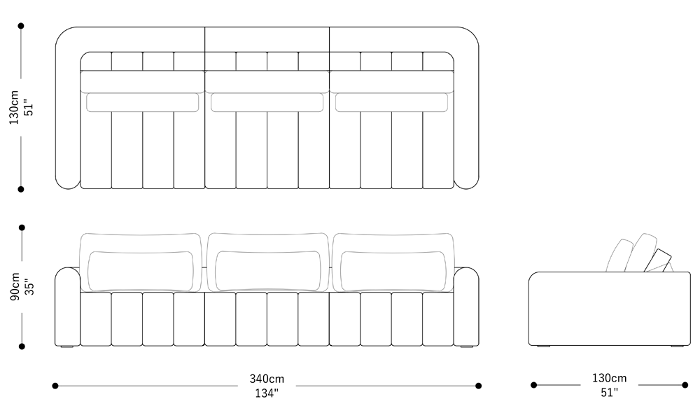 Image of the main dimensions of the product